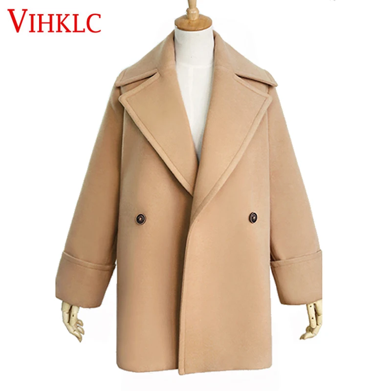 Femmes Qualité H270 Nouveau Long Color Photo Manches Lâche Coréen Super Haute Longues À Manteau Chaud Moyen Mode Laine De Hiver 2017 qUE7SSp