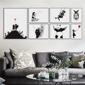 

Home Decor Nordic Canvas Painting Wall Art DIY Figure Minimalist Abstract Impressionism Black White Print Bedroom Backdrop DIY