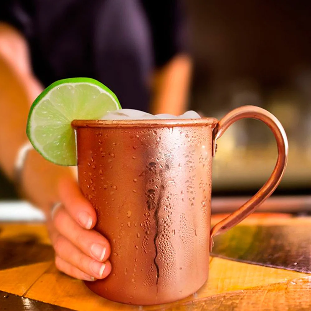 Behokic Pure Copper 415ml Mug for Chilled Beer Iced Coffee Coffe Tea Cups Mugs Vodka Gin