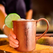 Behokic Pure Copper 415ml Mug for Chilled Beer Iced Coffee Coffe Tea Cups Mugs Vodka Gin Rum Tequila Whiskey Mixed Drinks Gadget