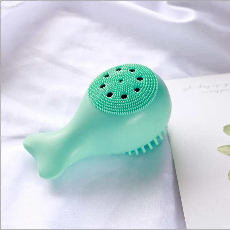 green Little Whale Wash Brush Artifact Double Head Silicone Cleansing Instrument Clean Pores Octopus Blackhead Manual Cleansing Brush - Цвет: green