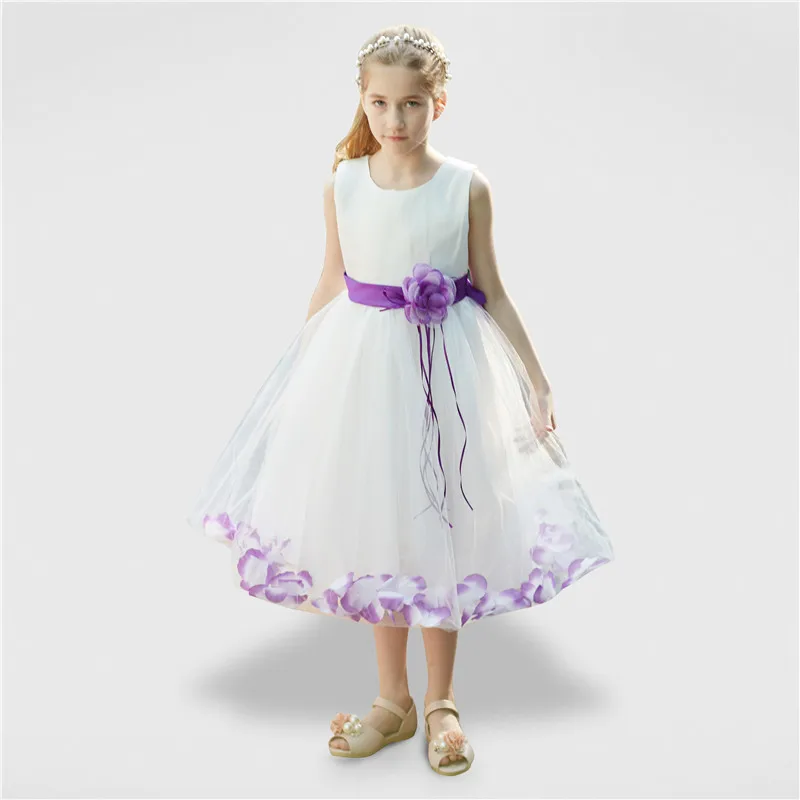Платье с цветочным узором для девочек летняя одежда г. Свадебные платья с вуалью для маленьких девочек Детская праздничная одежда, костюм для девочек, детская одежда