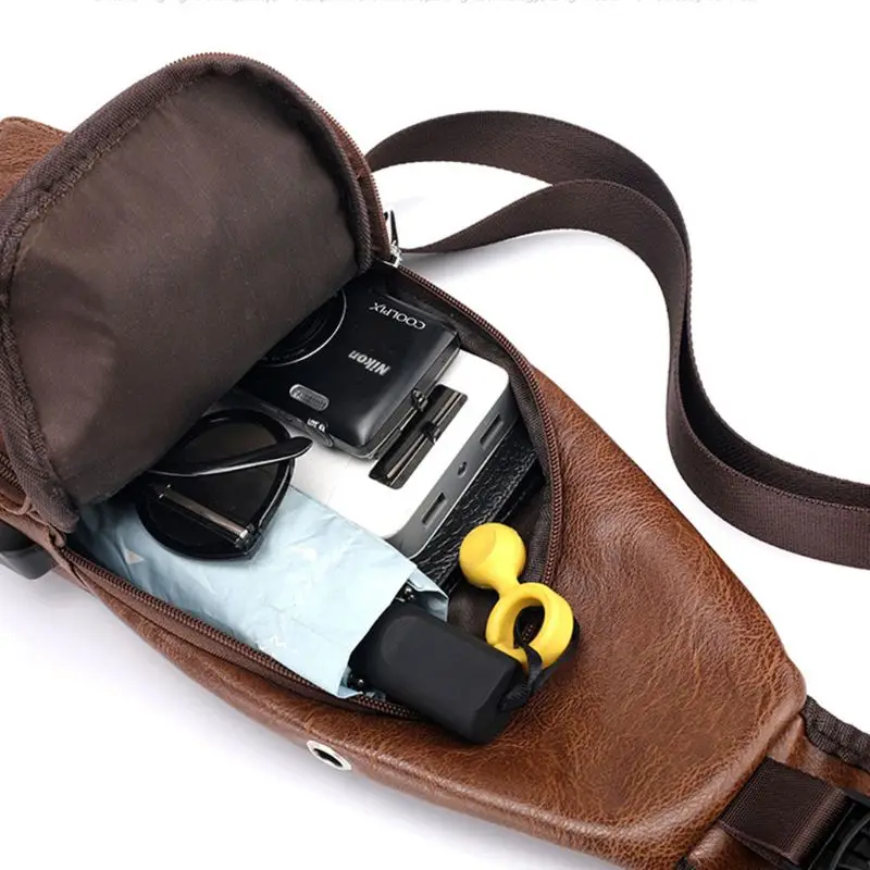 Мужская нагрудная сумка usb порт Зарядка Наушники отверстие мессенджер слинг S порт Путешествия сумка через плечо