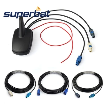 

Superbat Car Multi-band Combined Antenna DAB+GPS+FM Radio Amplified Shark Fin Roof Mount Fakra 5m Cable for Alpine Ezi-DAB