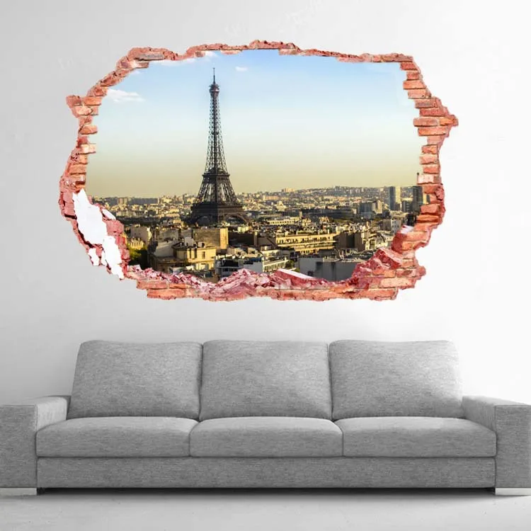 

Eiffel Tower New Life Style 3D Wall Sticker Paris Painting Joie De Vivre Delight of Life Wallpaper Home Decoration Can Removed