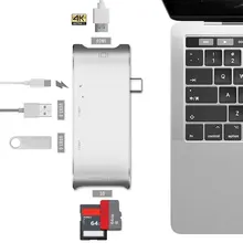 Thunderbolt 3 USB Type C Hub to HDMI Adapter USB-C Dock with PD Charging TF SD Card Reader Hub 3.0 for Macbook Pro/Air