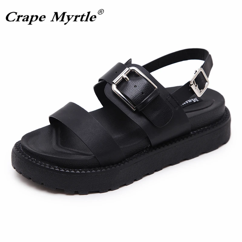 

Punk Shoes Summer Platform Shoes Fashion Buckle Strap Women Sandals Casual Platform Sandals Black Pu Outdoor Womens Sandals