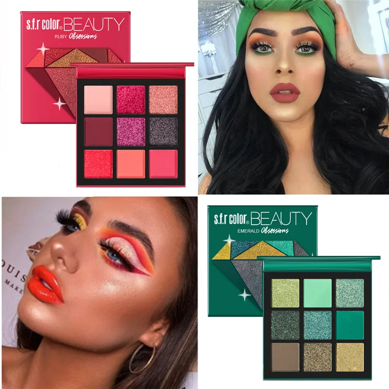 

9 Colors Nude Shining Glitter Eyeshadow Palette Shimmer Matte Pigment Makeup Long Lasting Ruby Rose Eye shadow Palette