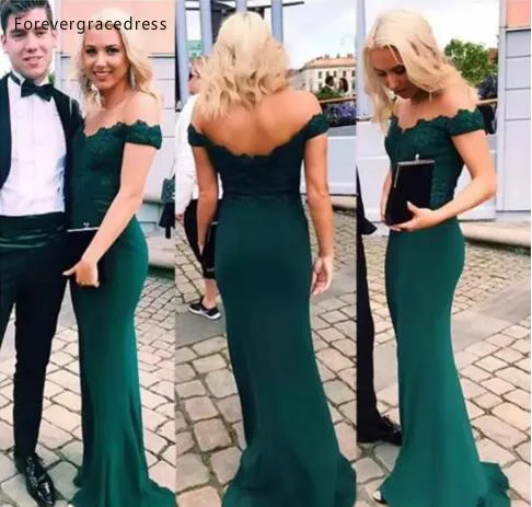 Emerald Green Mermaid Bridesmaid Dresses Lace Bodice Backless Cap Sleeves Floor Length Maid of the Honor Gowns Custom Made BM0065  85