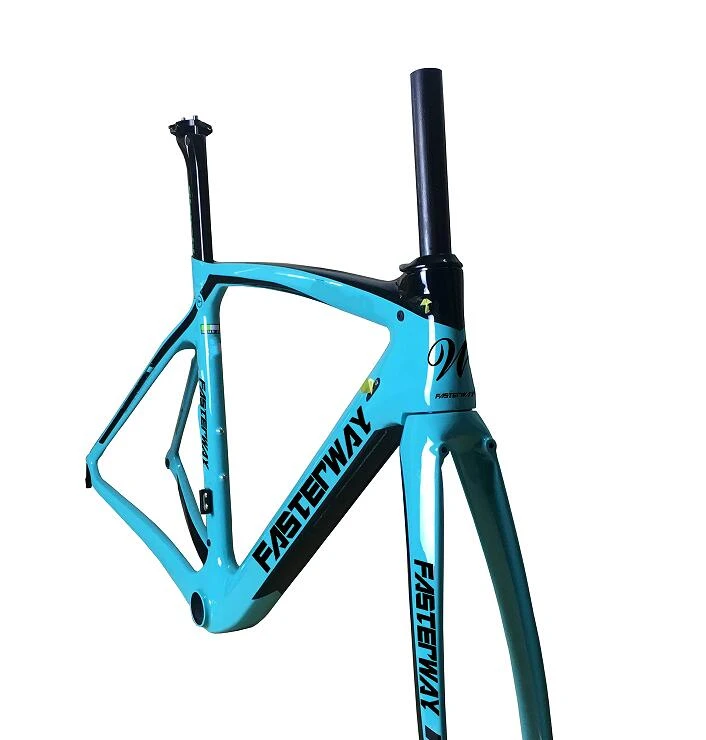 Fasterway XR4 Cuadro de carbono para bicicleta de carretera UD, color azul oscuro y negro, marco de carbono + tija de sillín + + abrazadera + auriculares, Taiwán|Cuadro