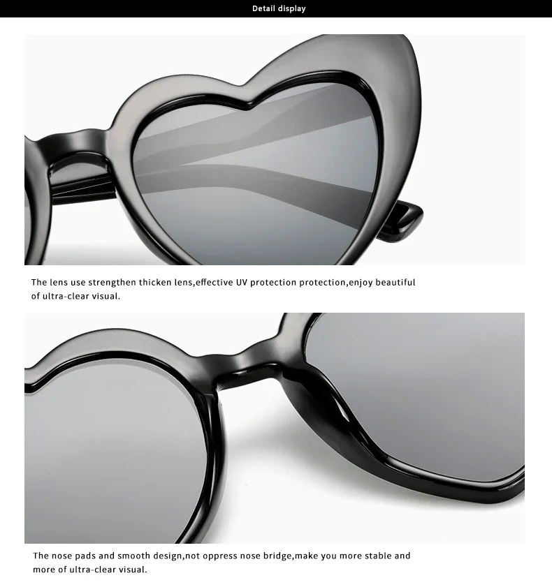 black cat eye sunglasses RBRARE Love Heart Sunglasses Women Big Frame Personality Sunglass Fashion Cute Sexy Retro Cat Eye Vintage SunGlasses Pink Female oversized sunglasses