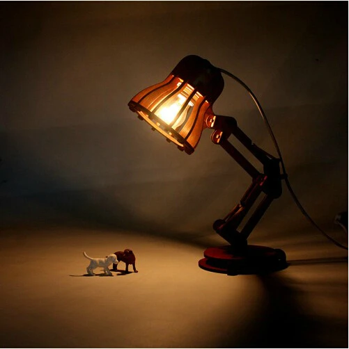  EG DIY library wood table lamp Pixar creative lamp LED eye wooden decorative lamp bedroom bedside l - 32741273434