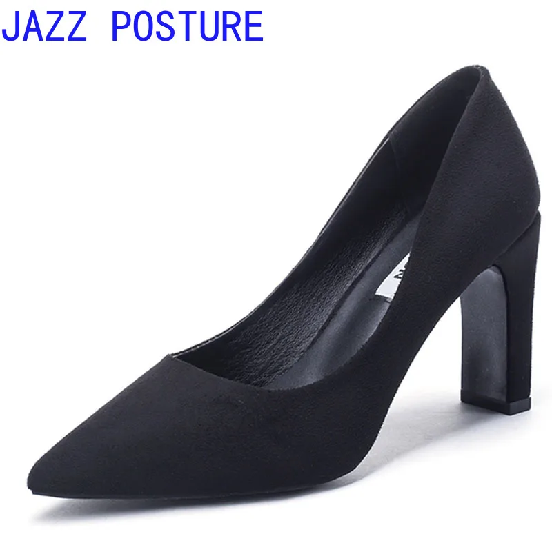 

2019 autumn new Korean version of the pointed ladies sexy high heels blue black with thick with single shoes women's shoes z145