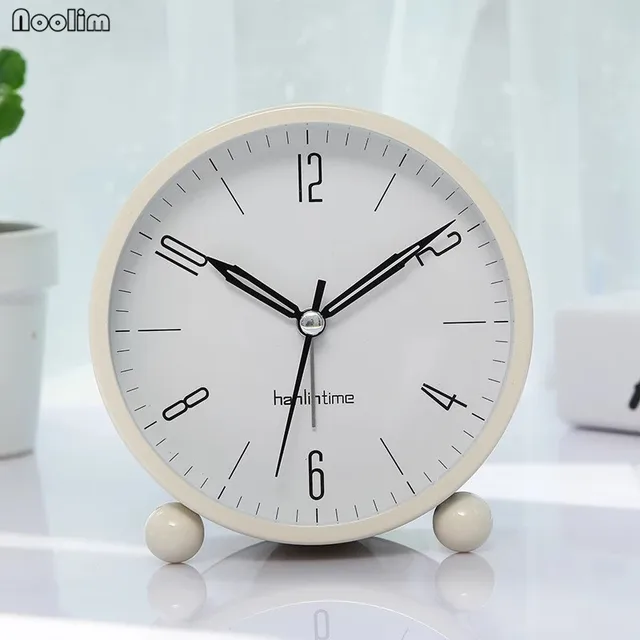 NOOLIM Creative Alarm Clock Silent Luminous Clock Bedside Fashion Modern Minimalist Metal Bedroom Small Clock Tabletop Decor 2