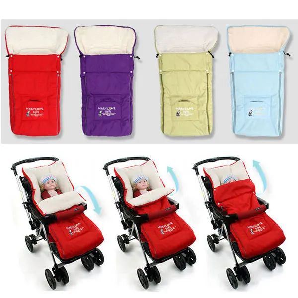 Baby Sleeping bag winter Warm envelope for newborn fur stroller Coral