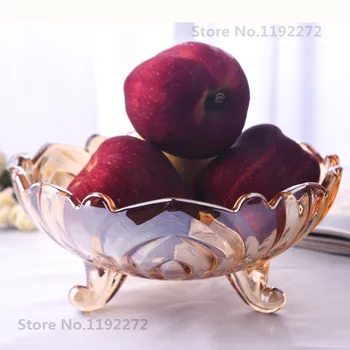 

1PCS European colored crystal creative Glass Big fruit plate living room Household Snack Dried fruit plate