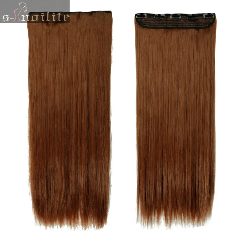 Snoilite осень до талии длинные прямые клип в один кусок волосы для наращивания один кусок настоящие натуральные волосы синтетический зажим для наращивания волос - Цвет: Light auburn