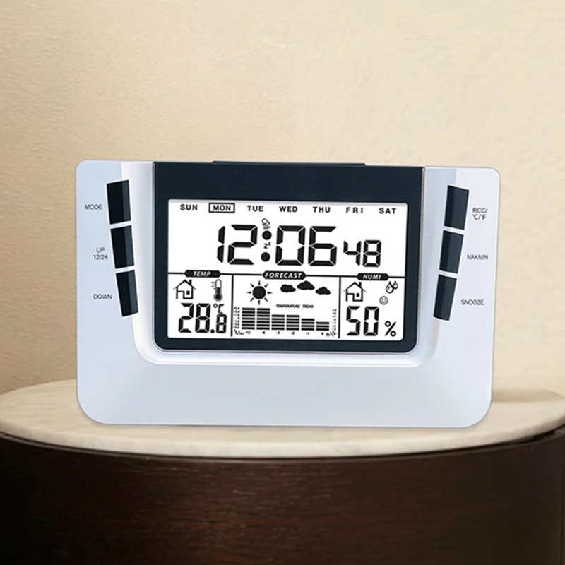 

EAAGD Digital Alarm Clock Displays Weather Thermometer Weather Channel ThermometerTemperature and Humidity Monitor Desk Clock