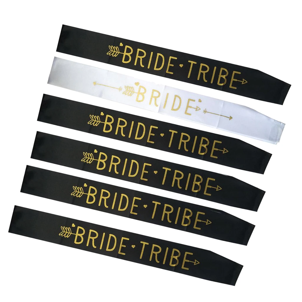 6/set White & Black Bride Tribe Sashes for Hen Party Bridal Shower Birthday bachelorette Hen Wedding Parties DIY Decorations