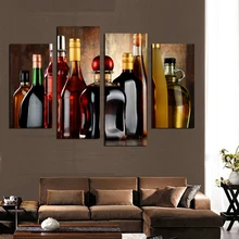 HD Impreso botella de vino moderno cuadro de la pared pintura para la cocina bar comedor dormitorio decoración para el hogar arte de la lona sin marco F18861