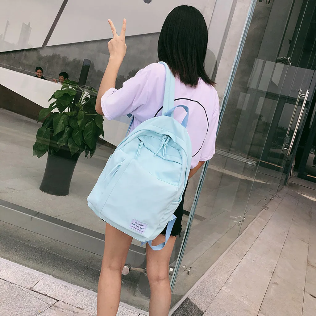 

Large Capacity Bagpack Solid Color Waterproof Nylon Backpack School Bag Candy Color Printing Mochila Feminina Travel Backpack