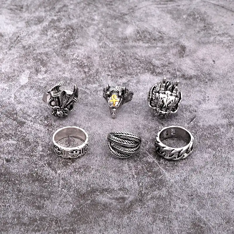1 шт Ретро панк-Голова Дракона полых ткачества большое кольцо Для женщин Для мужчин Мода Винтаж серебро Цвет перо козьей открытое Ювелирное ...