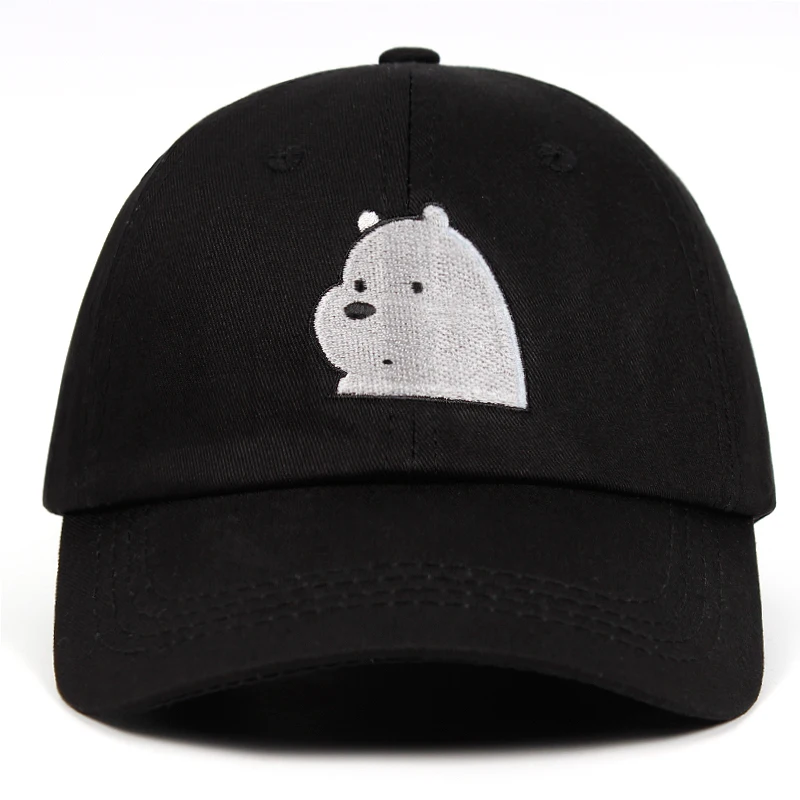 

We Bare Bears Dad Hat IceBear Baseball Caps 100% Cotton Ice Bear Grizzly Panda Embroidery Snapbcak Cap Anime Polar bear