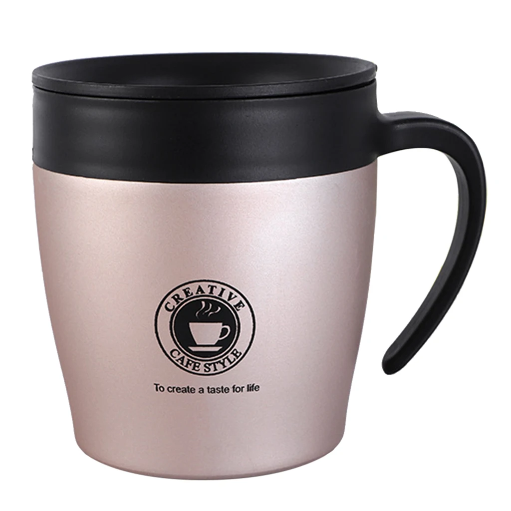 Stainless Steel Travel Mug Water Coffee Cups with Handle and Lid 300ML for Outdoor Camping Picnic Travel Drinkware