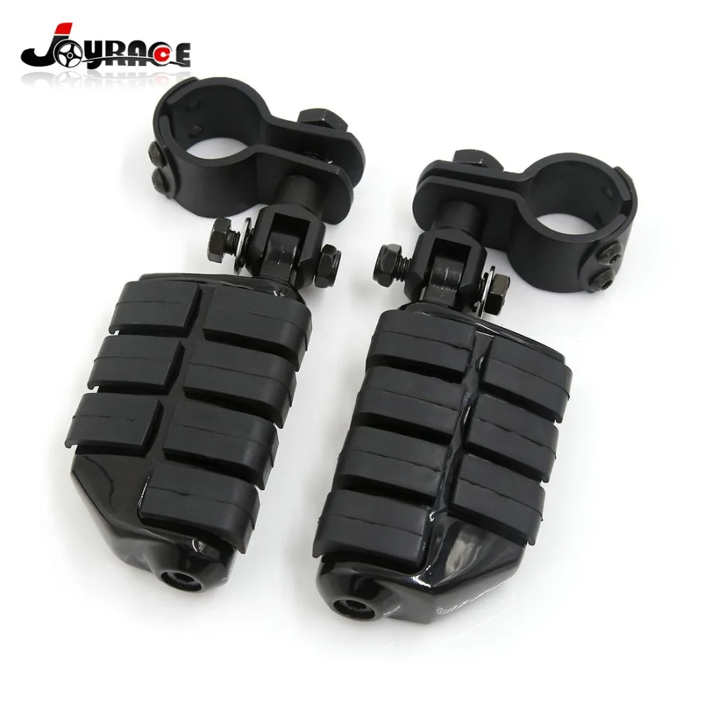 Chrome And Black Highway Dually Motorcycle Footpegs Engine Guard 1 1 4 For Harley