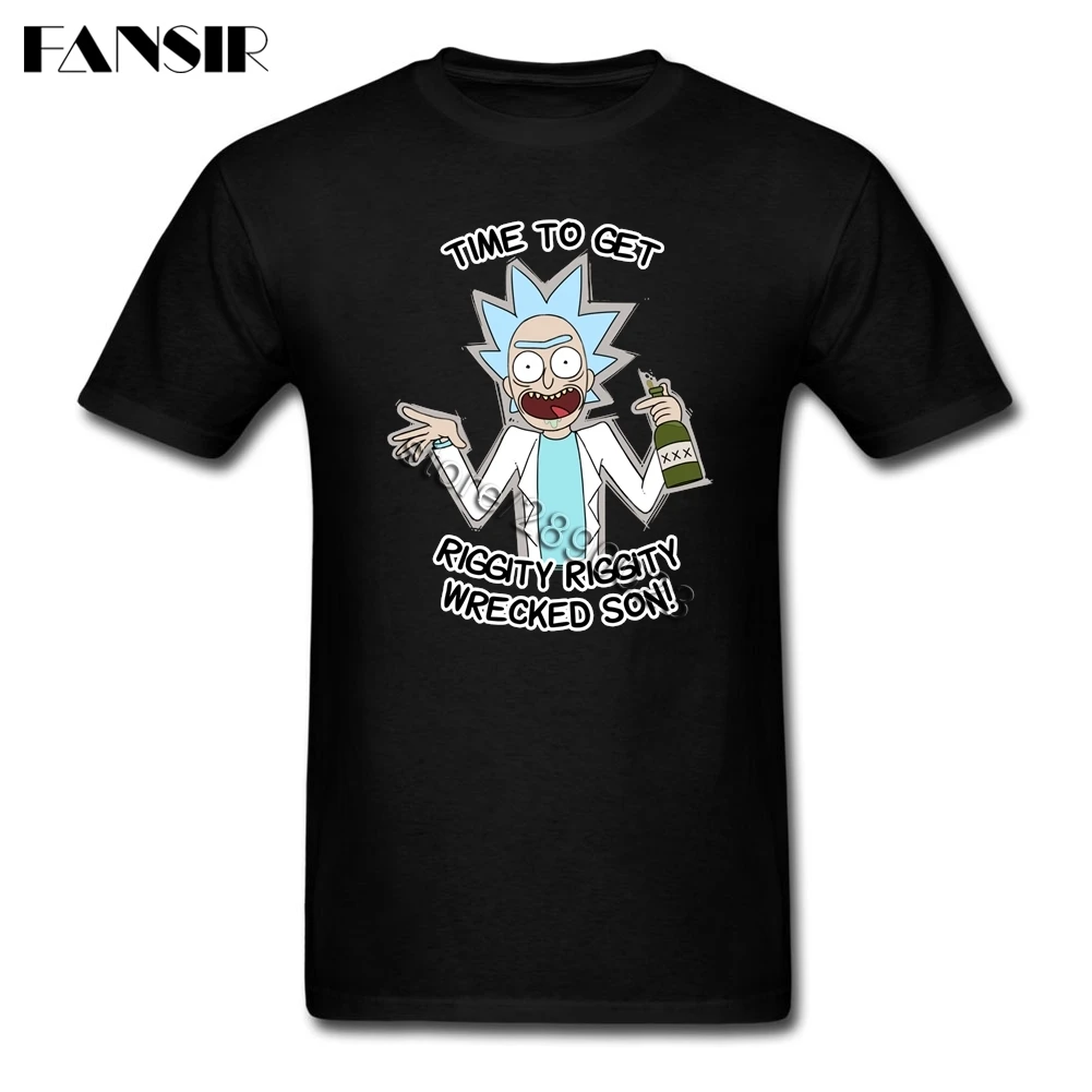 Plus Size Anime Rick Morty Cool Shirts For Men White Short Sleeve Custom Men T Shirt Guys Clothes Tops