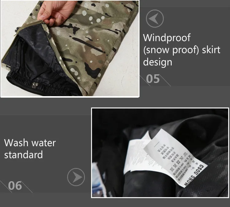 Gsou зимние мужские лыжные штаны одиночные двойные доски мужской стиль уличные камуфляжные ветрозащитные теплые брюки размер xs-xl