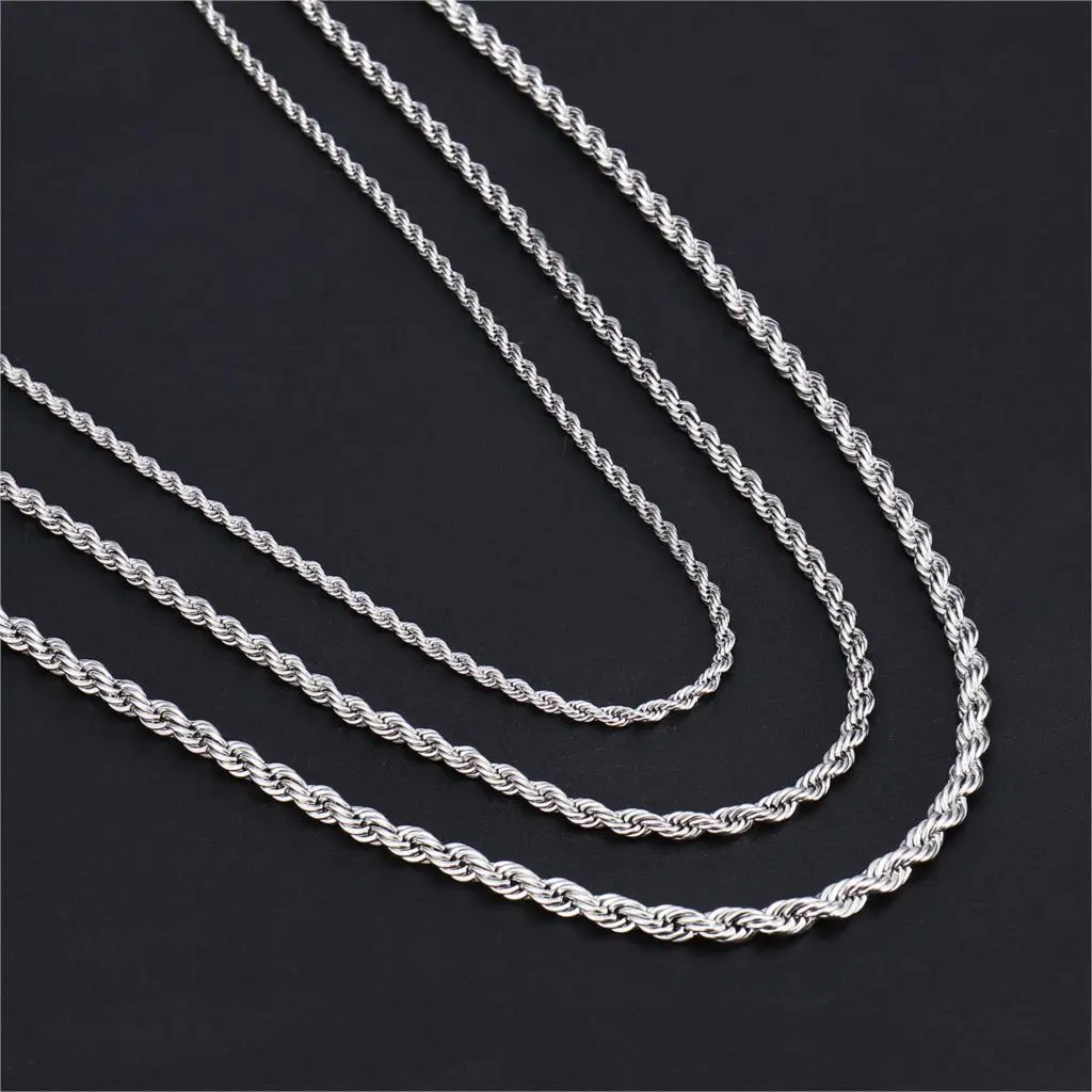 

HIP Hop Width 3mm/4mm/5mm Silver Rope Chain Twisted 316L Stainless Steel Necklace Men Necklaces For Women Men Jewelry