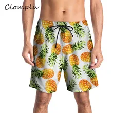 Clomplu мужские пляжные шорты с принтом ананаса Водонепроницаемые шорты Мужская гибкая пластина Шорты Летние плавки быстросохнущие Siwmwear