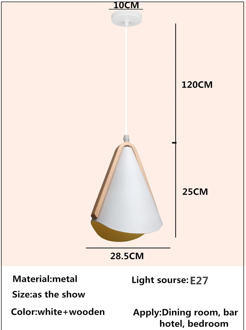 Современный подвесной светильник из белого массива дерева, Скандинавское железо, E27, подвесной светильник для кафе, ресторана, бара, спальни, кухни, подвеска