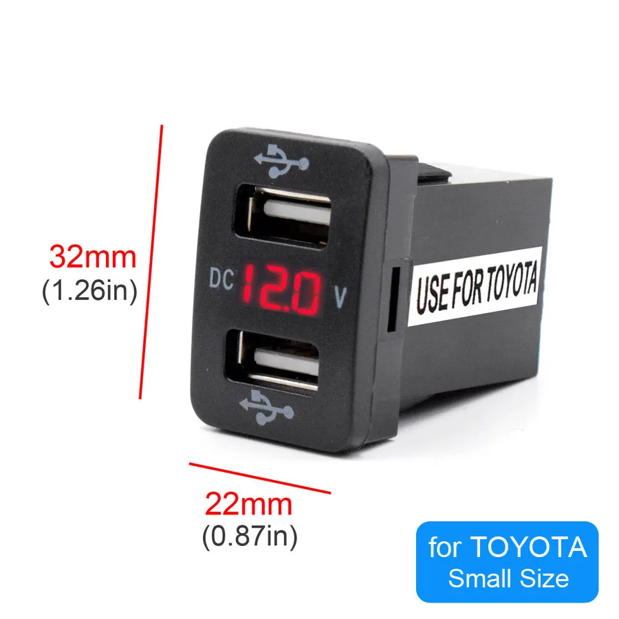 XCGaoon специальный выделенный 5V 4.2A на 2-портный Dual USB Порты и разъёмы автомобиля Зарядное устройство с светодиодный вольтметр разъем адаптера для HONDA/TOYOTA входное напряжение 12 V-24 V - Название цвета: for TOYOTA Small