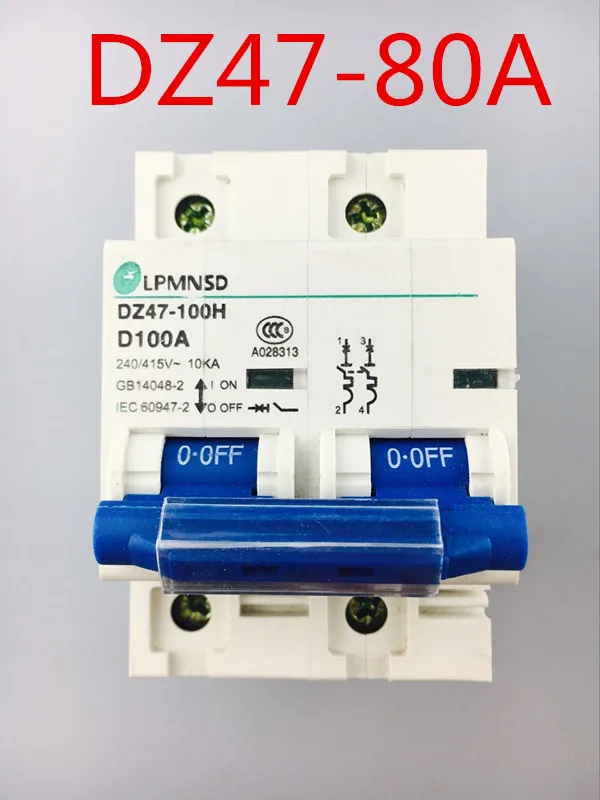 DZ47 2P 80A 400V 50HZ/60HZ Circuit breaker AC MCB safety breaker C