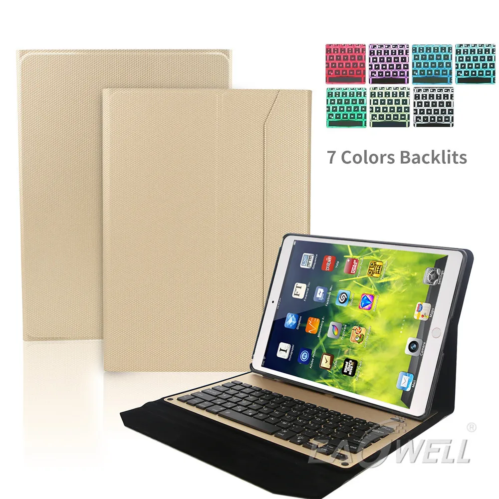 

Eagwell Adjustable Seven Color Backlight Aluminum Bluetooth Keyboard Case Cover For Apple iPad Pro 12.9 2015 2017