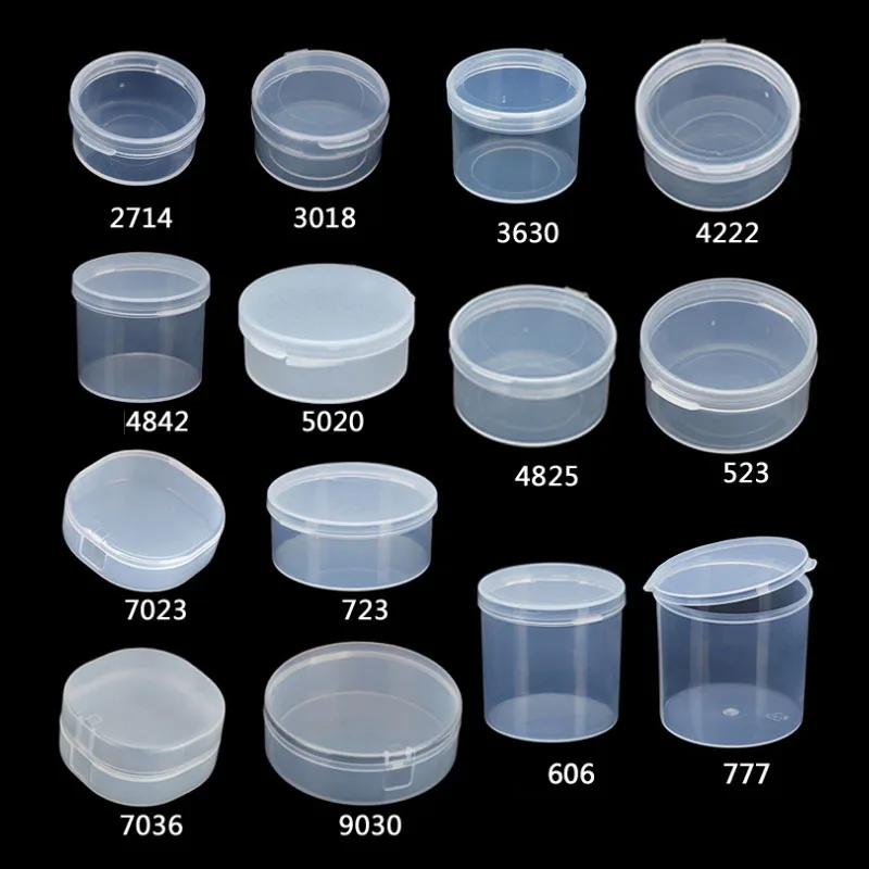 14 Sizes Round Small Plastic Box Transparent Box Clear Storage Jars 