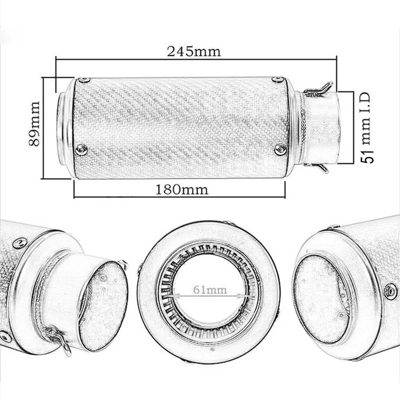 Envío libre motocicleta Escape silenciador Escape con DB asesino catalítico ajuste 51mm tubo de Escape para YAMAHA para HONDA