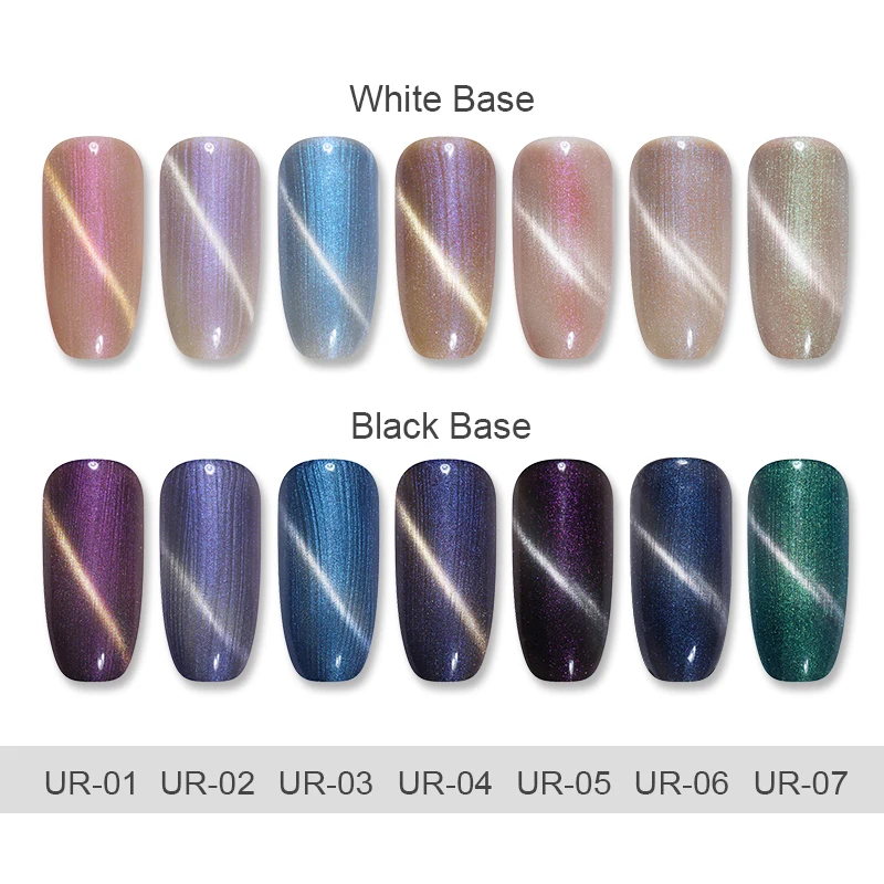 UR SUGAR 6Pcs/set Mermaid Pearl Magnetic Gel Shell Glitter 3D Cat Eye Gel Soak Off LED UV Nail Art Gel Lacquer Varnish Set