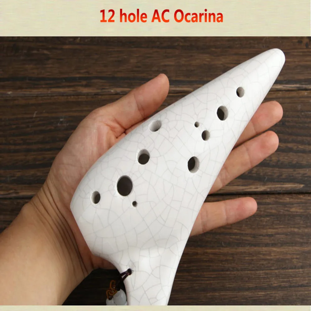 Iron nueva marca Ocarina flauta 12 agujeros Alto C AC instrumento de cerámica grieta blanca instrumento de viento de madera de alta calidad