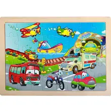 Одиночная Деревянные транспортные средства на дороге головоломки игрушки для детей и мультфильм деревянные игрушки-паззлы интеллект раннего образования игрушка
