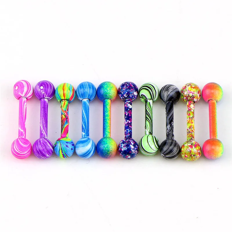 10PCs 3mm Ball Fake Stud Earrings Body Jewelry Men Punk Rock Stainless Steel Fake Plug Barbell Stoving Varnish Mixed