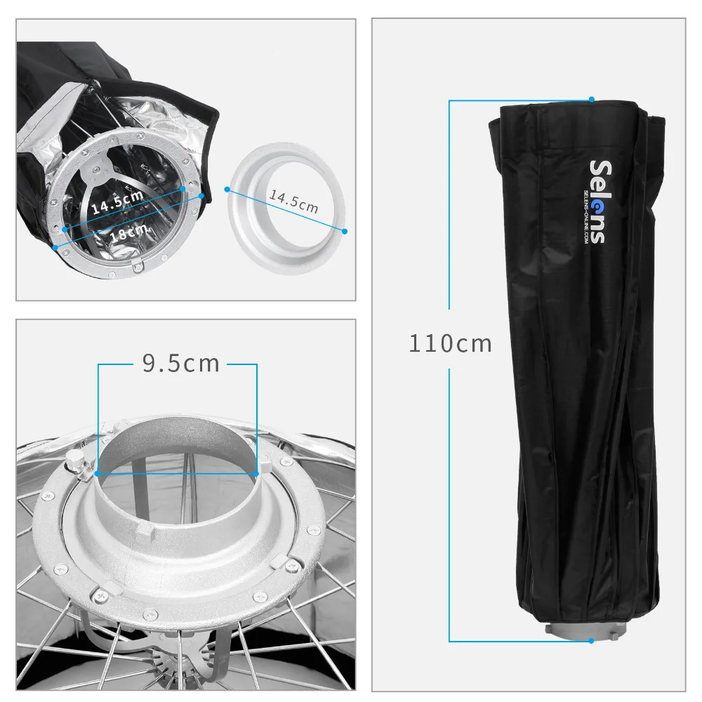 120cm 16-Rib Deep Parabolic Umbrella Hexadecagon