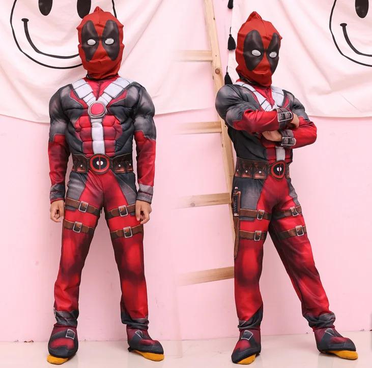 

High Quality Boys Marvel Anti-Hero Deadpool Kids Children Muscle Movie Halloween Carnival Party Cosplay Costume