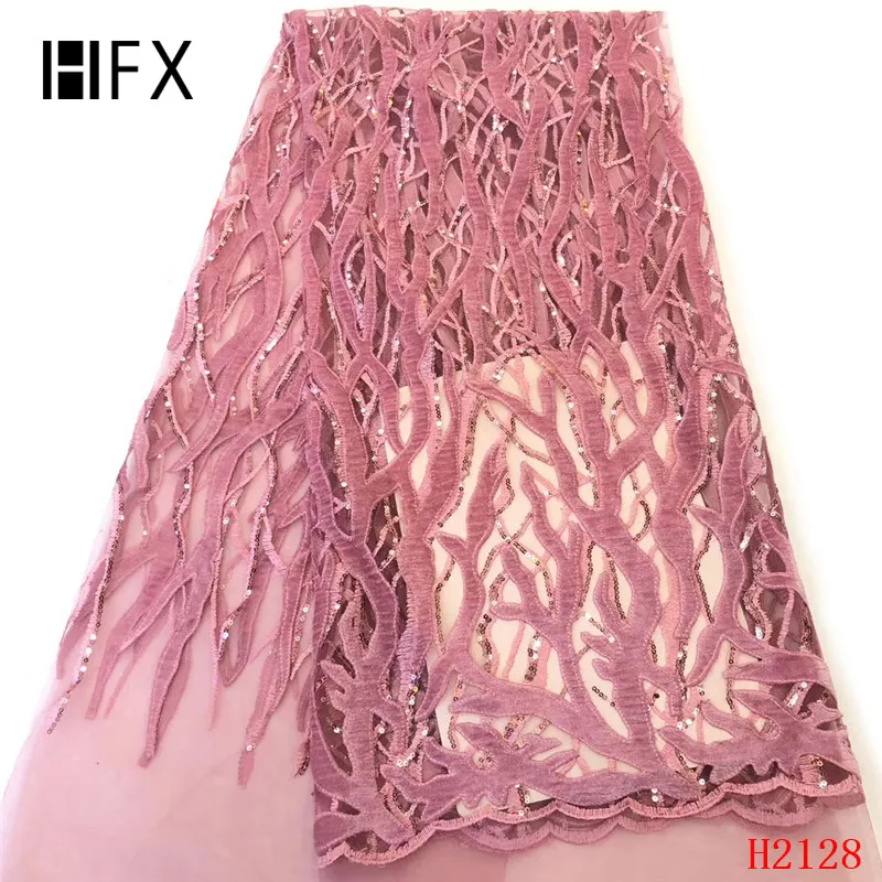 

Pink Color African Lace Fabric 2019 High Quality French Velvet Lace Fabric sequins embroidery Lace Fabric For Wedding PartyF2128