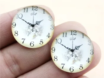 

10pcs 25mm 20mm Handmade Clock Pattern Glass Cabochon G-0043