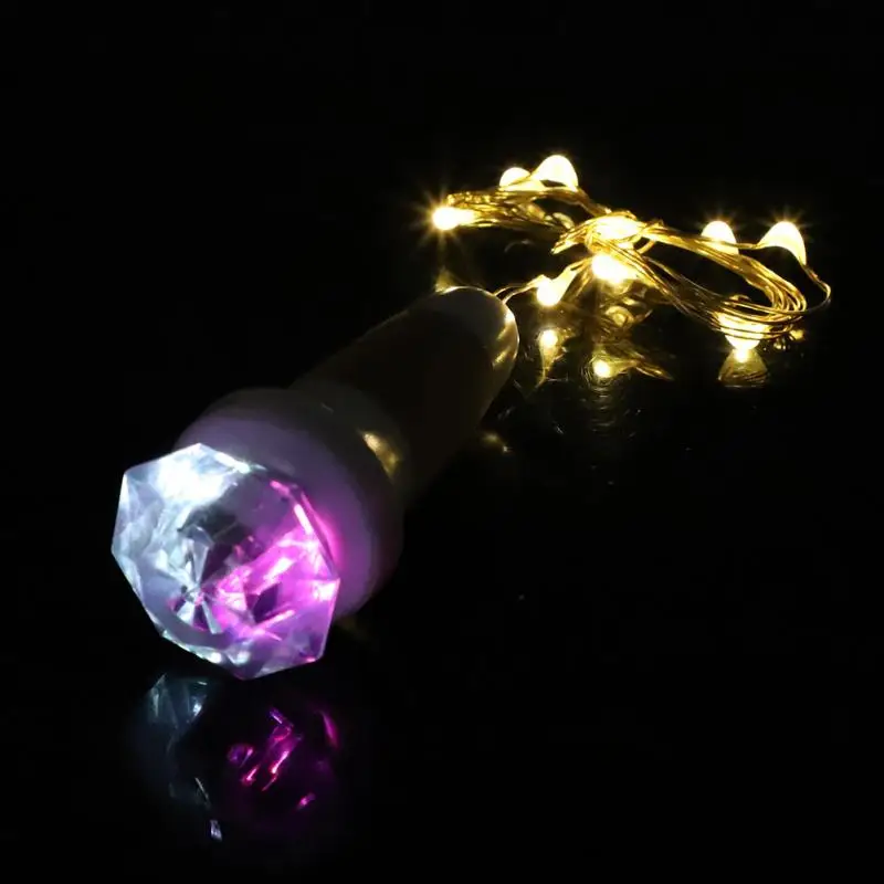 2 шт алмазные Форма рождественскую тематику, раздел-светодиодный гирлянды 120mA USB Перезаряжаемые светодиодный фея заслонка от света пробковая лампа для винной бутылки guirlande