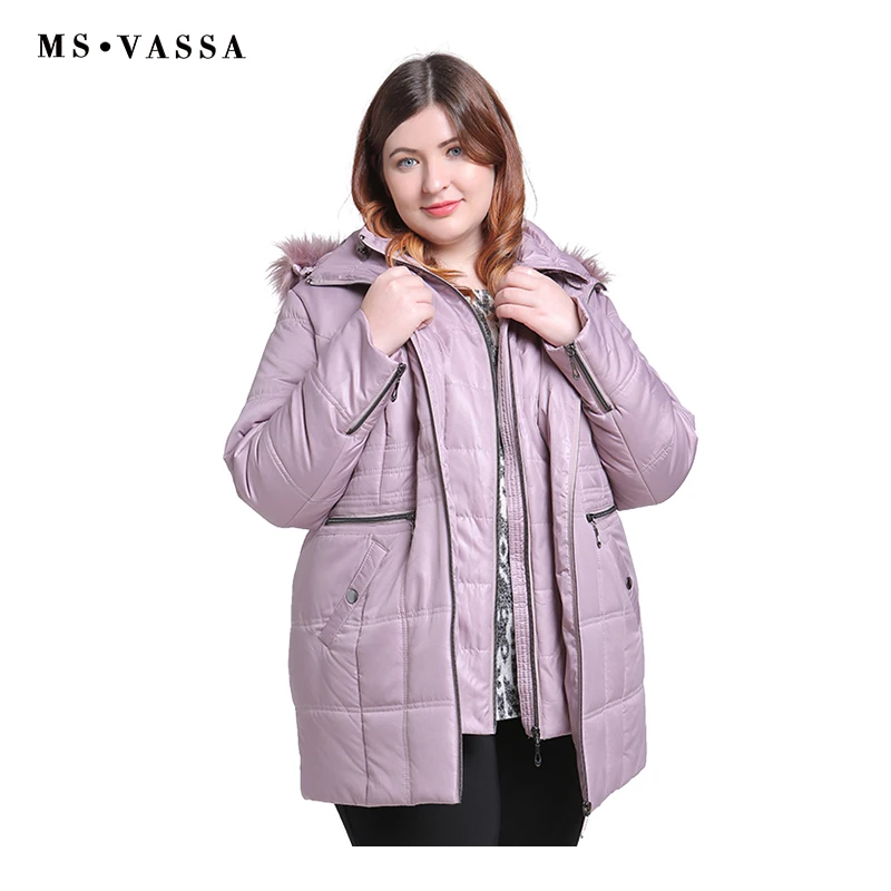 MS VASSA New Parkas 2018 Women winter Autumn Ladies Jackets turn-down collar hood with fake fur plus size 5XL 6XL female MS VASSA New Parkas 2018 Women winter Autumn Ladies Jackets turn-down collar hood with fake fur plus size 5XL 6XL female