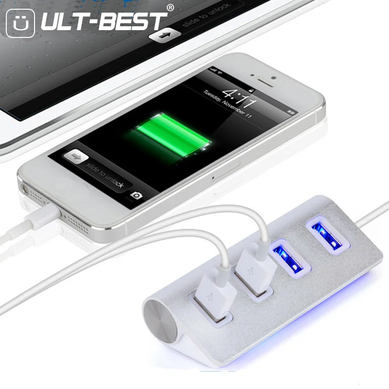 ULT Best USB 2.0 HUB 4 Порты и разъёмы 4-Порты и разъёмы USB вцв Портативный хабы Высокая Скорость кабель USB разветвитель для ноутбука MacBook Планшетные ПК